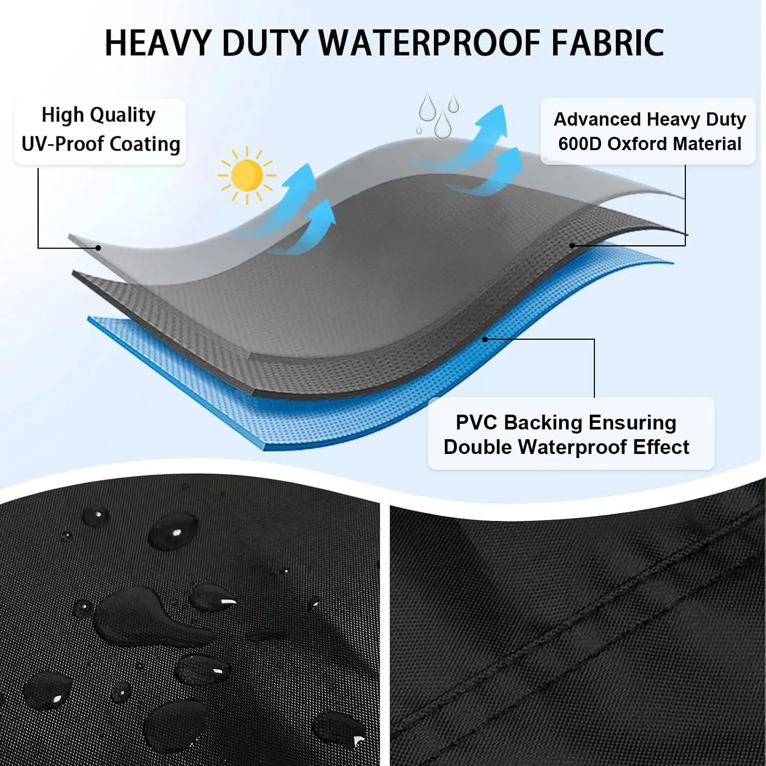 Heavy Duty 600D Oxford Black Reclining Garden Chair Cover Outdoor Patio Stacking Chairs Cover Waterproof