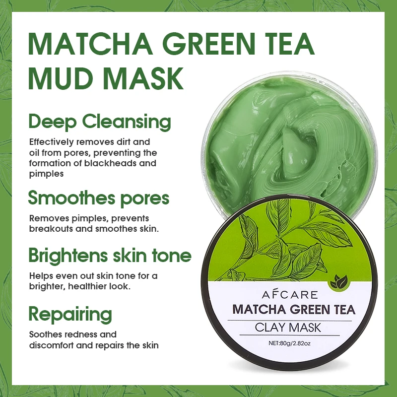 Kaolin Clay Face Mask Sulfate-free Deep Cleansing & Oil Control and Green Tea Matcha & Kaolin Cleanser Green Mud Mask