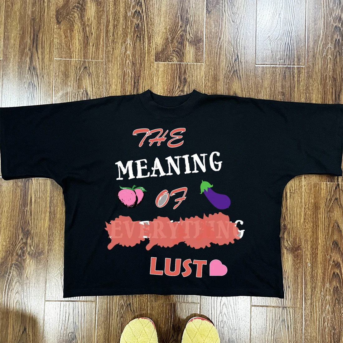 300 Gsm Drop Shoulder Boxy Fit T Shirt Printing Custom Heavyweight Graphic Screen Printing Cropped T-Shirt Men Design