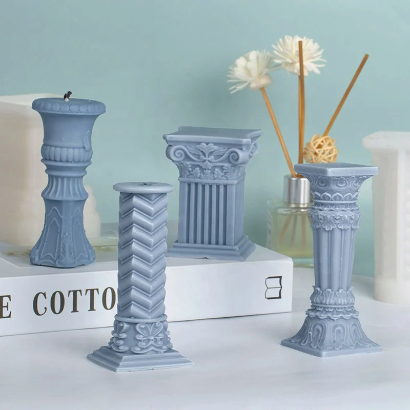 Candle Silicone Mold Roman Column Shape Ancient Greek Pillar Candle Mold DIY Candle Plaster Soap Craft Making