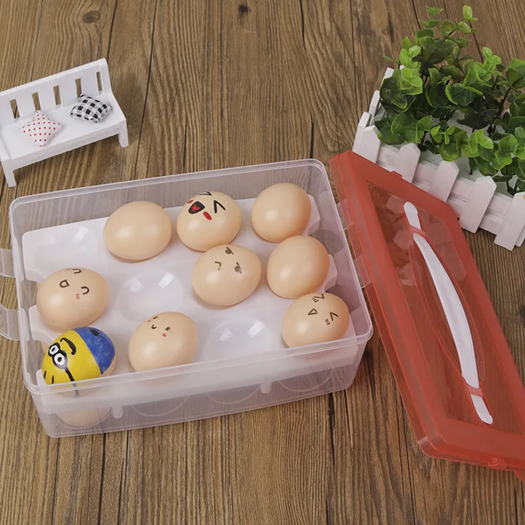 Portable 24-grid plastic transparent egg box anti-collision storage box refrigerator storage preservation egg tray container