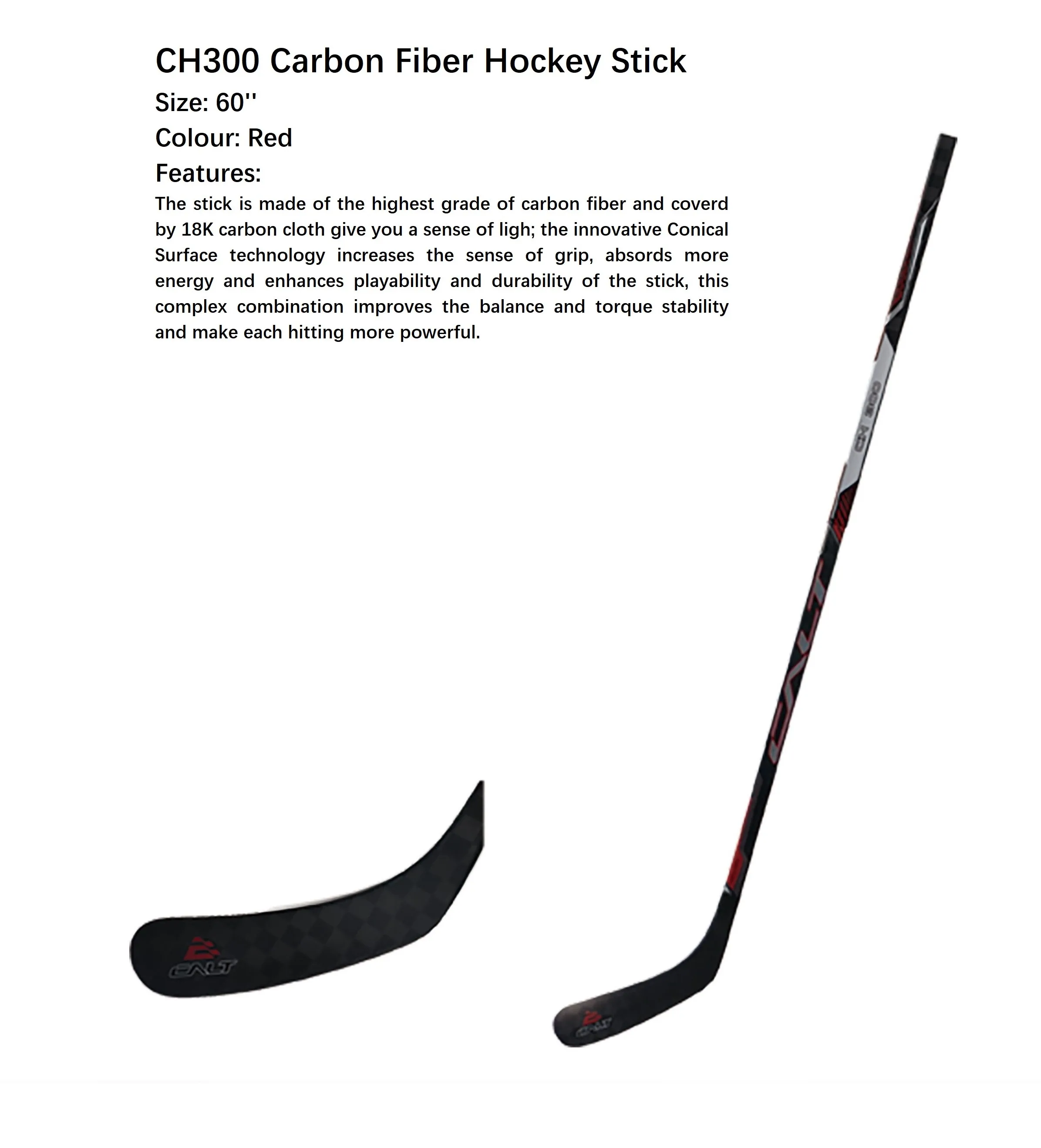 China Factory Custom Carbon Fiber Composite Black Ice Hockey Stick Carbon Composite Hockey Stick