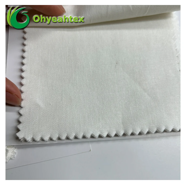 PFP Linen Cotton Woven Plain Fabric For Tshirt Dress Stock Ready Colors White Suitable For Digital Printing