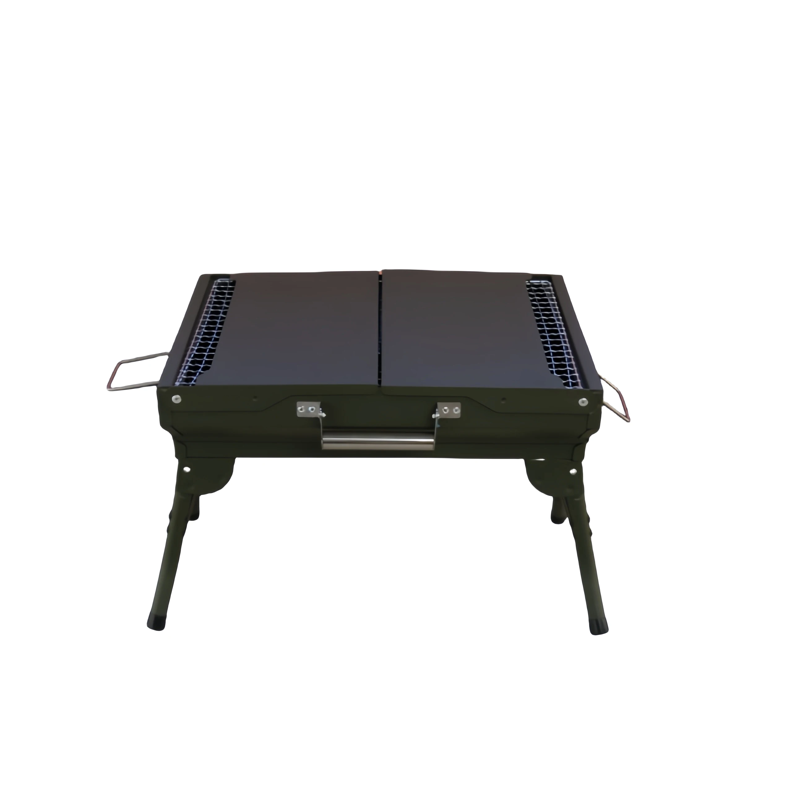 Portable Iron Charcoal BBQ Grill Non-Stick Surface Foldable Camping Grill with Powder Coating for Outdoor Camping and BBQ