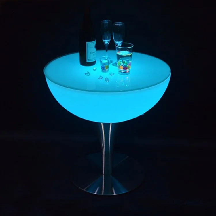 Круглый Поднятый стол с RGB-светодиодами цветное основание из нержавеющей стали закаленное стекло для бара KTV ресторана светодиодный