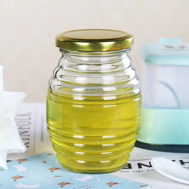 Factory Produced 250ml Empty Clear Food Storage Tank Glass Honey Jam Jar with Metal Cap