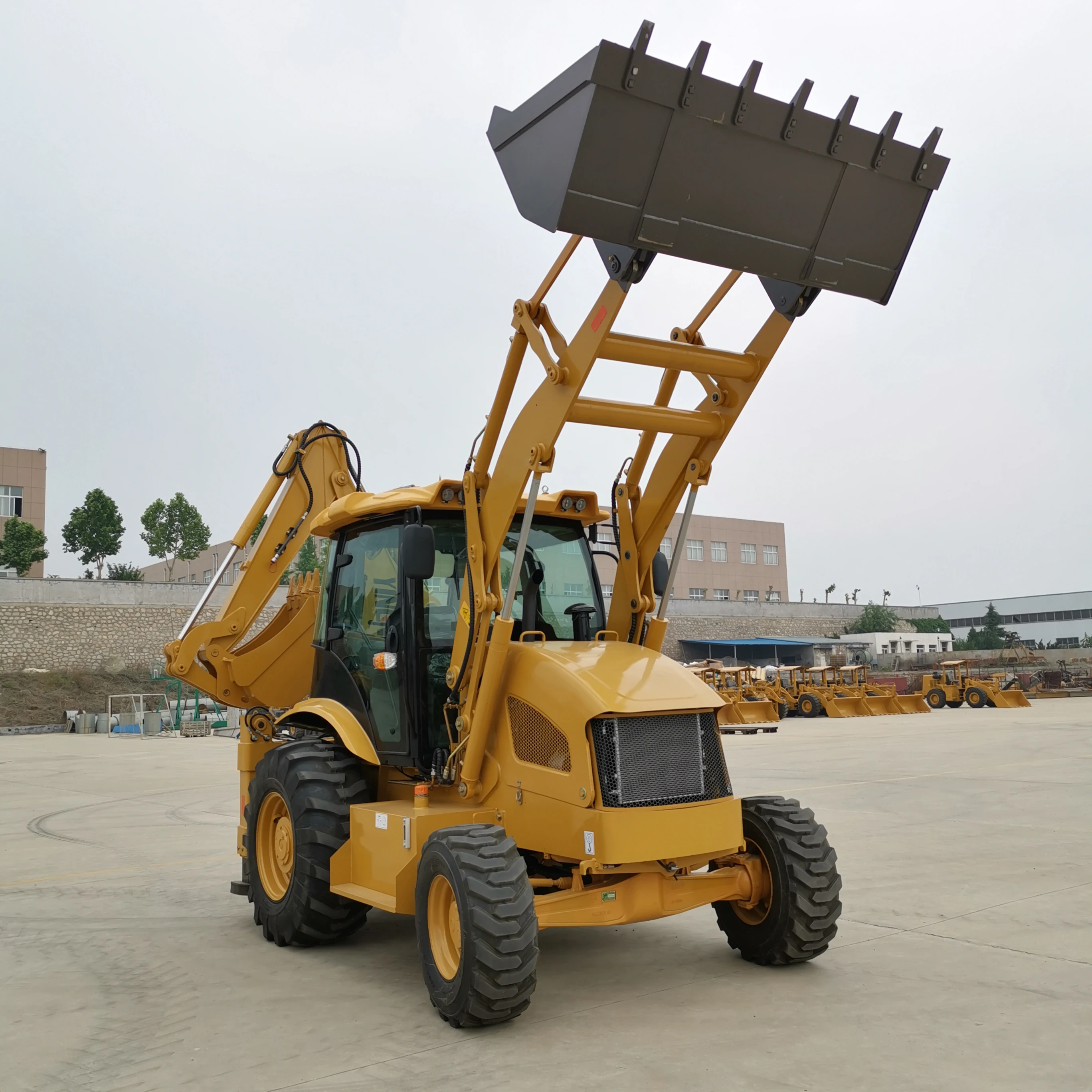Mini Wheel Backhoe Excavator Loader 2.5 Ton Compact Earth-moving Machinery Retroexcavadora Front Loader YUCHAI / CUMMINS Engine