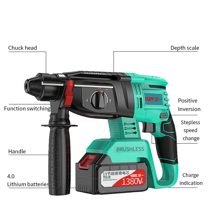 Industrial brushless charging Lithium battery electric tool Impact drill power hammer jack