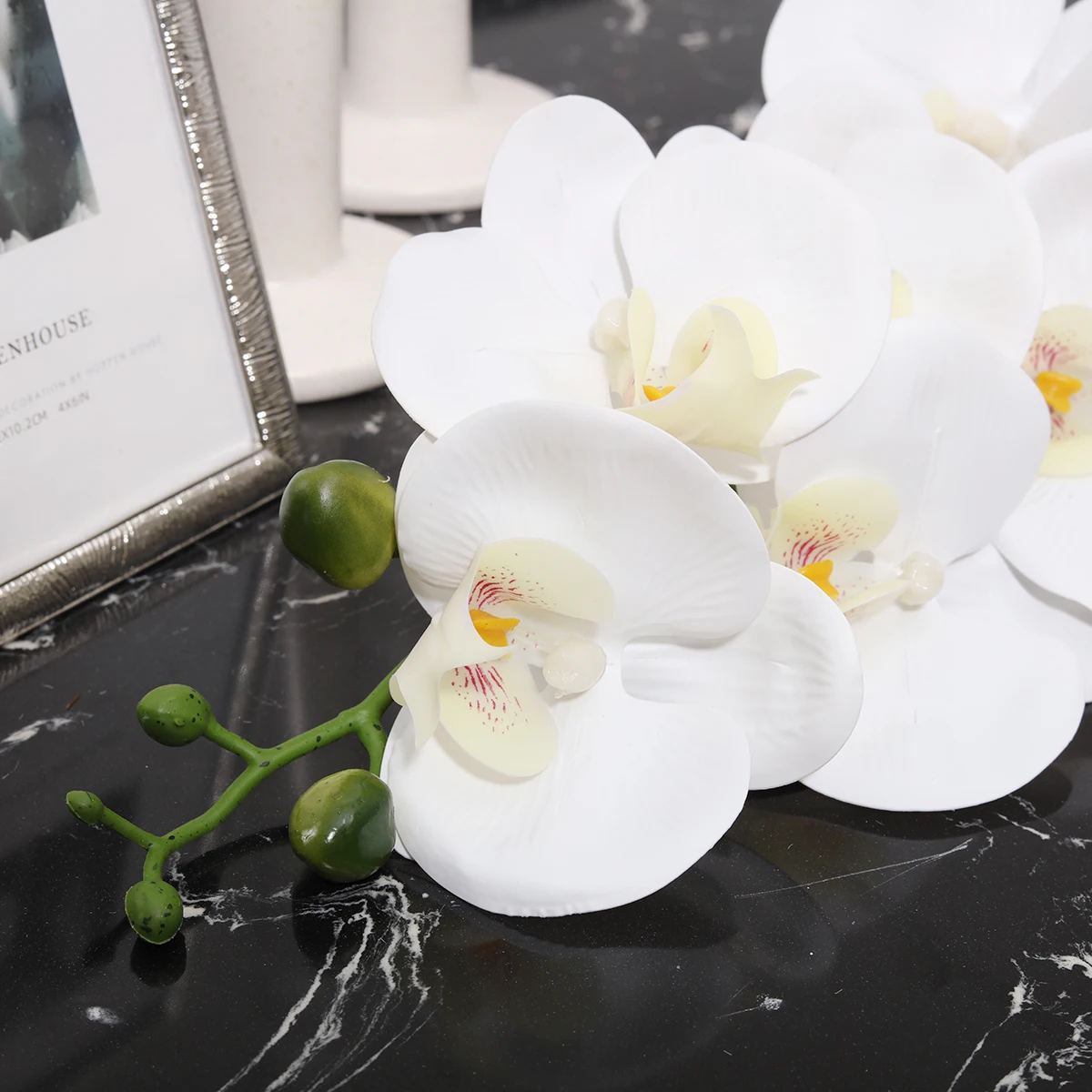 LM0307 Hot Selling 90cmSingle Artificial Phalaenopsis Tabletop Flower Vase Arrangement For Wedding Party Decor