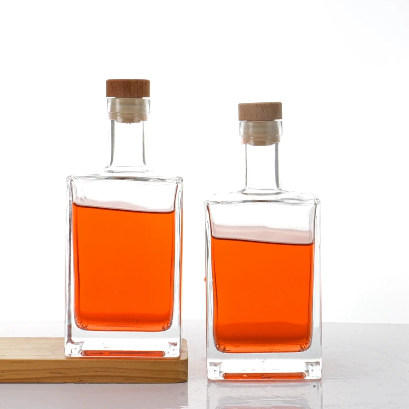 Best Wholesale Classic Empty Botellas De Vidrio Vino Luxury Design 750Ml Square Glass Liquor Wine Bottle With Cork Lid