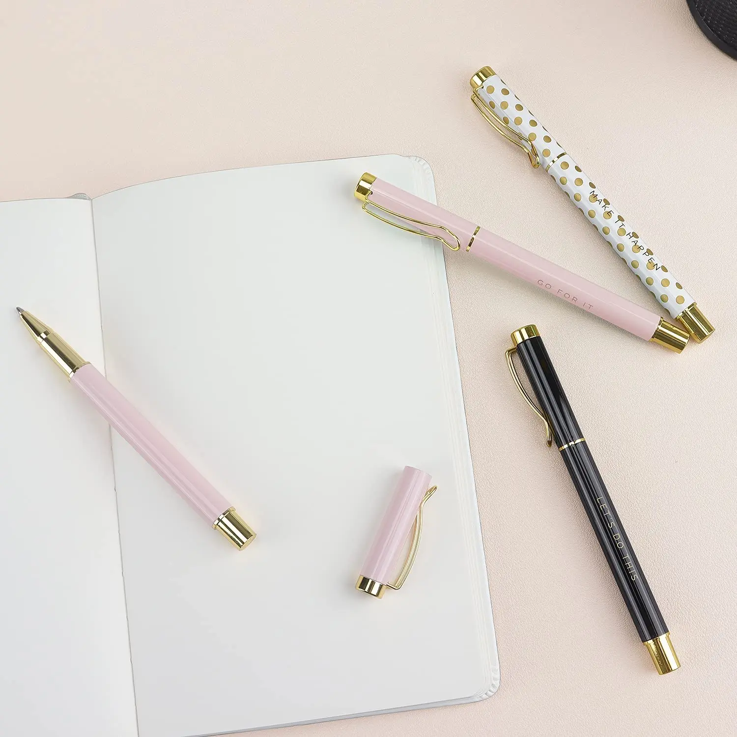 Metal Inspirational Ballpoint Pen Office Gifts for Women Girl Desk Supplies Gold Cute Pen Sets School Girly