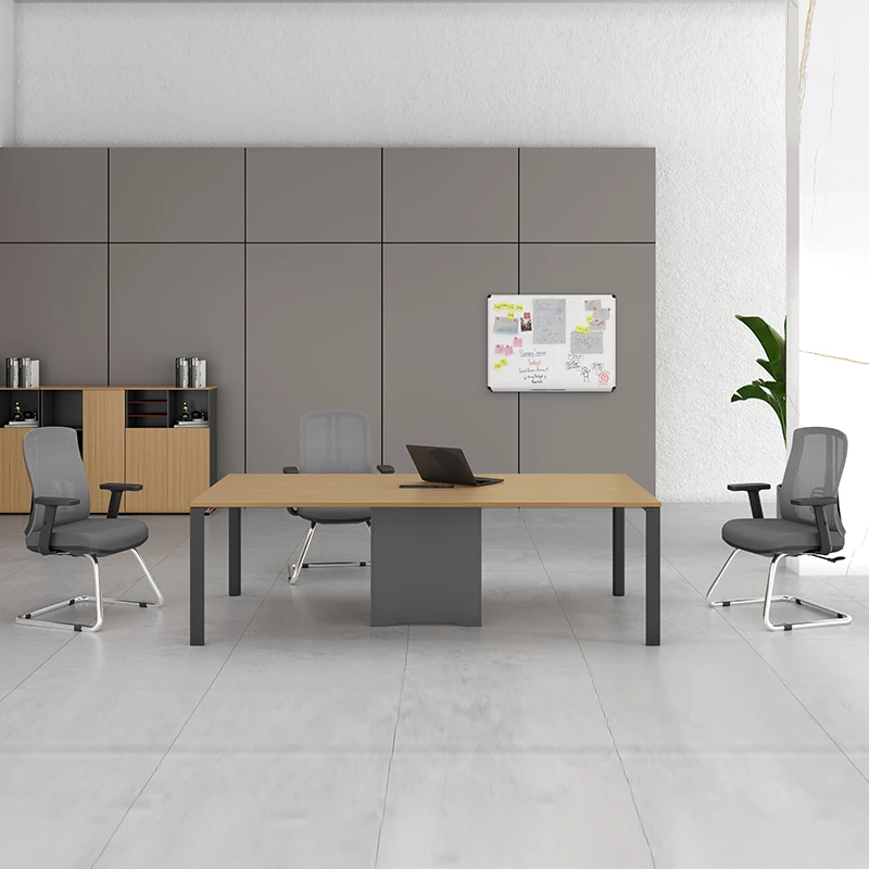 Custom Boardroom Laptop Workstation Wooden Style Material Hardware Steel Leg Conference Desks