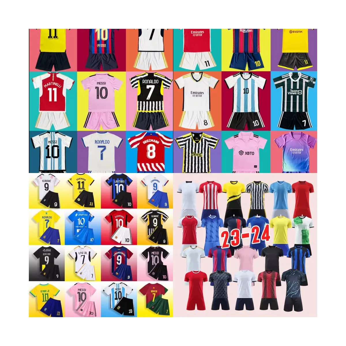 2024 Wholesale Custom Soccer Jersey Cool Youth Team Wear Short Sleeve Set Football Uniform