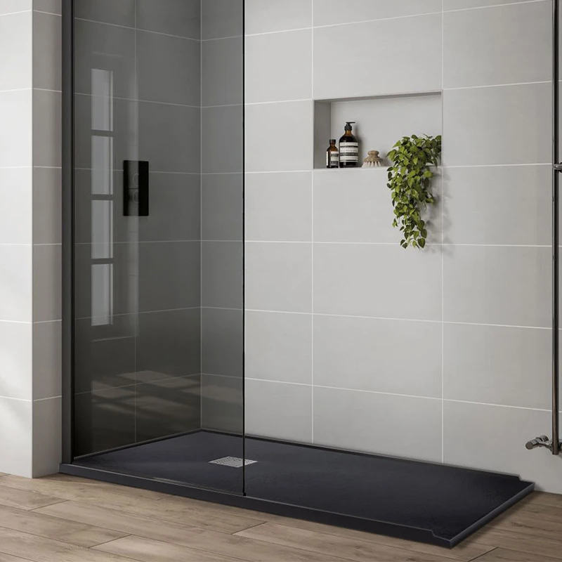 ODM OEM Rectangle MC Acrylic Shower Base Tray with Artificial Marble Stone Surface Customizable Resin Bathroom Accessory