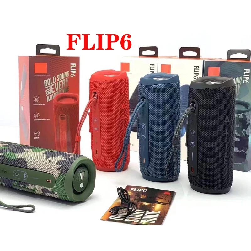 2023 Oem Built-in Battery Flip 6 Portable TF USB FM AUX Speaker Waterproof Wireless Outdoor Blue tooth jbl Speaker Flip6