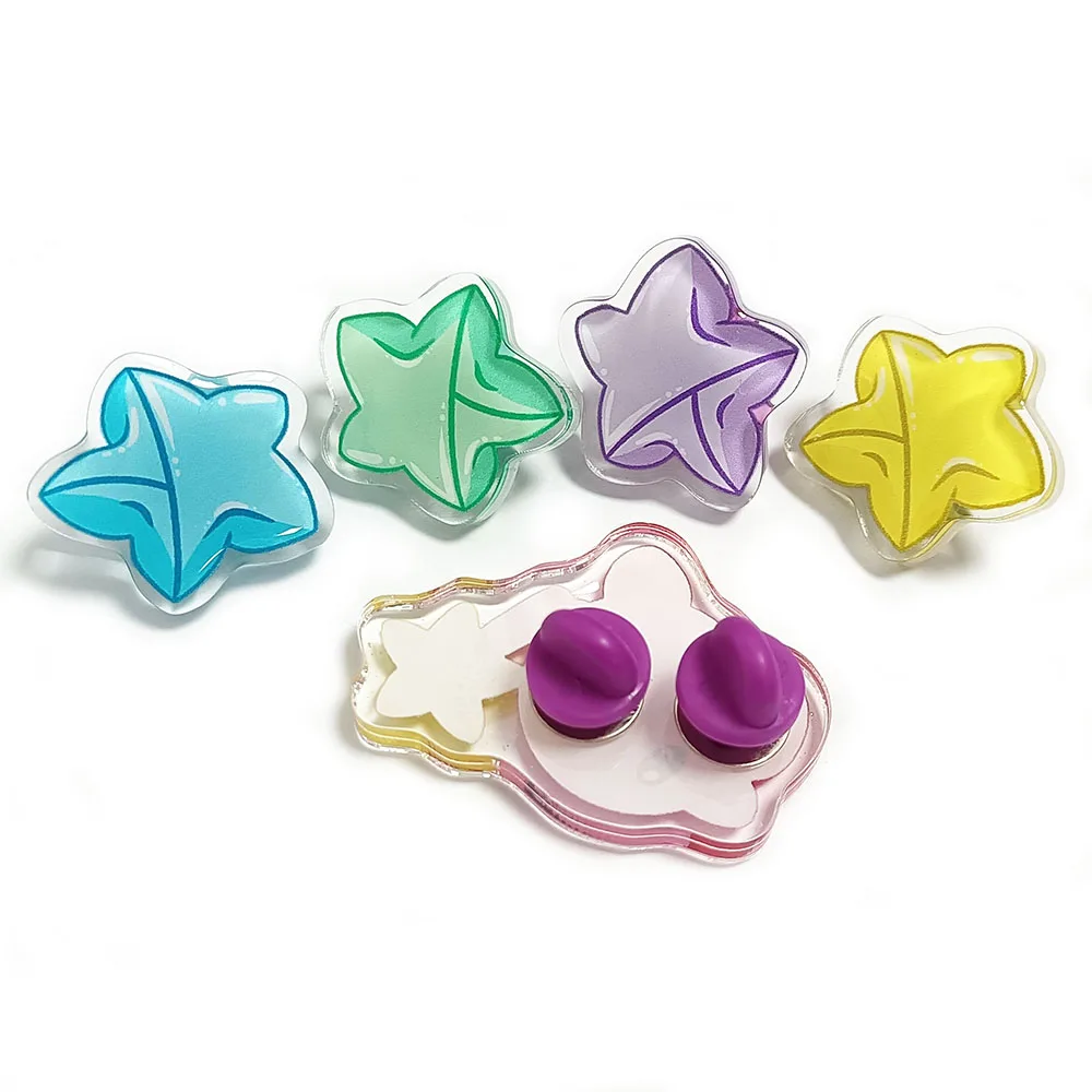 Custom logo print cartoon acrylic pins plastic cute pin with butterfly clutches