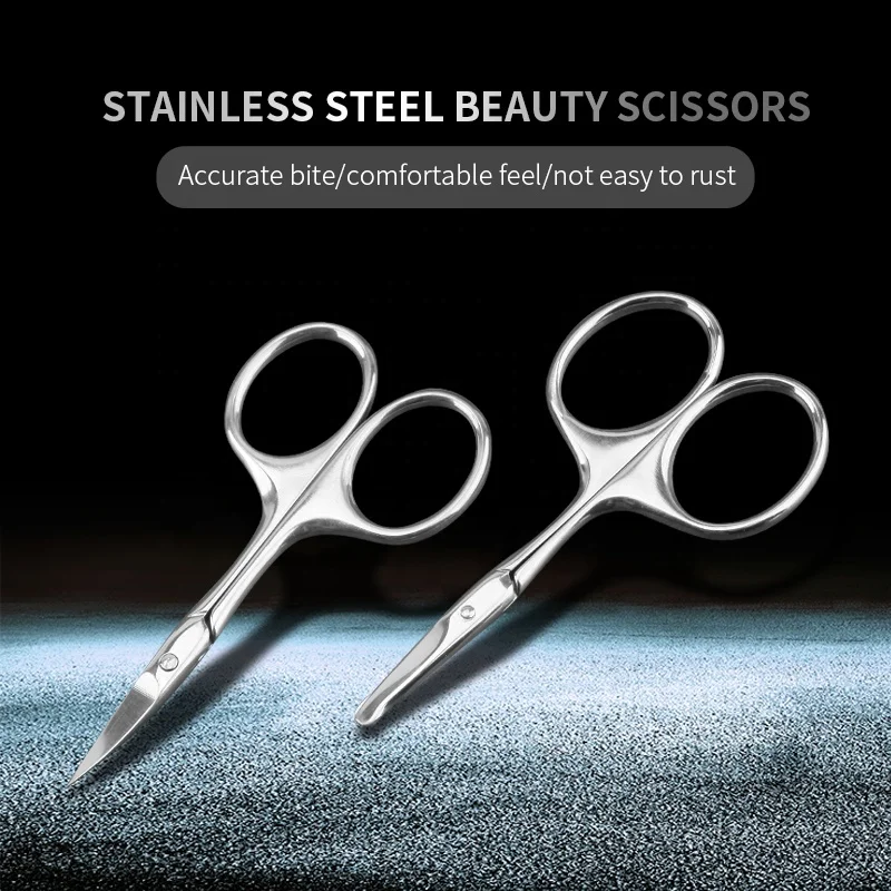 Professional Stainless Steel Pointed and Rounded Tips Paper Beauty Nose Nasal Safety Grooming Scissors