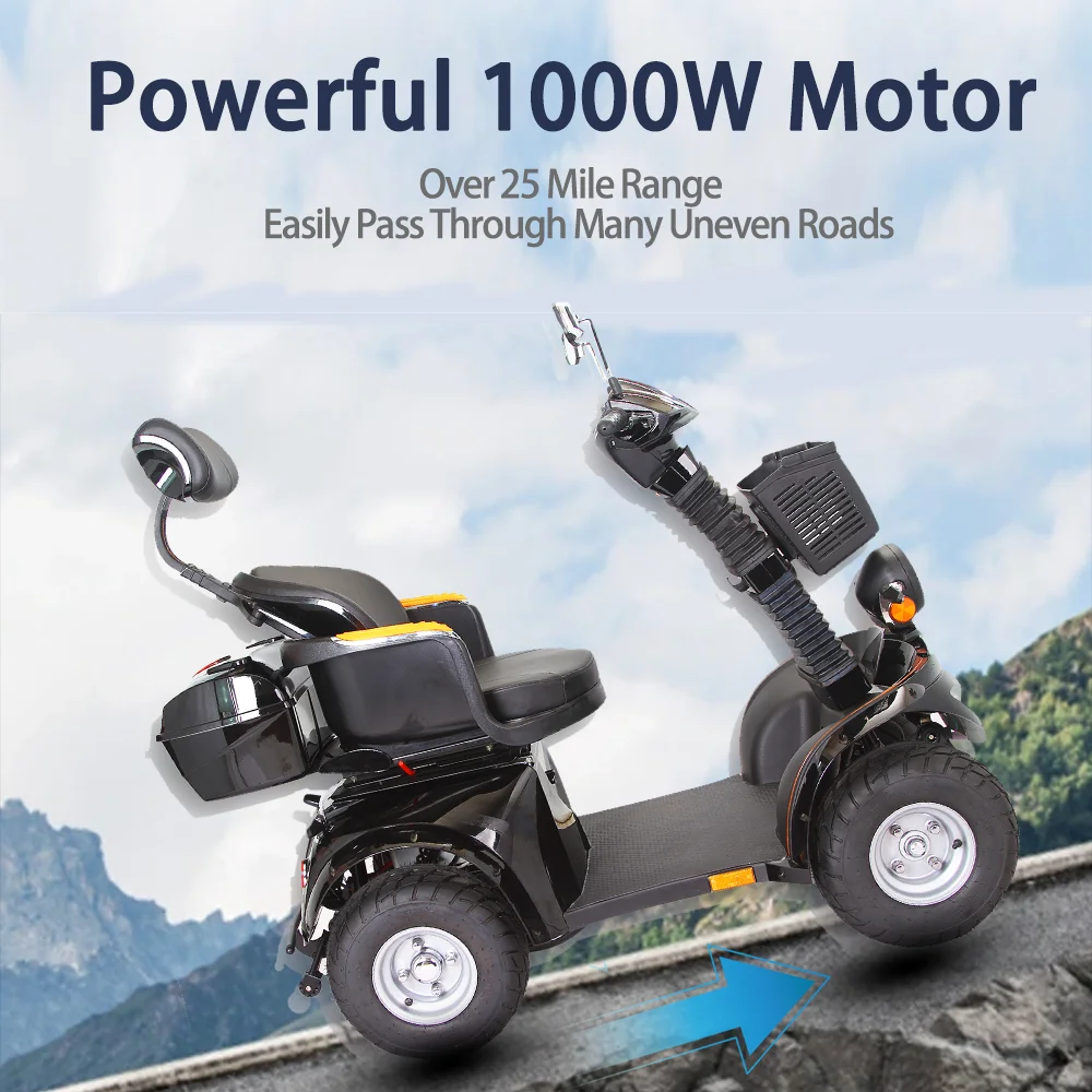 KSM-910B Comfortable and Convenient Electric Travel Double Seat Heavy Duty 4 Wheel Best Electric Mobility Scooter for Elderly
