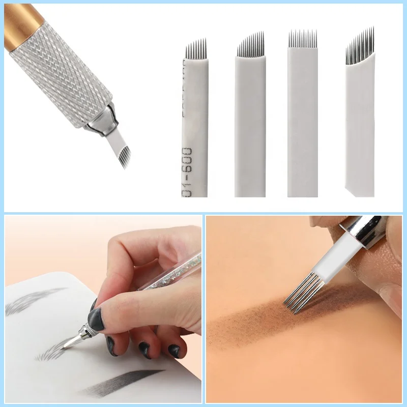 Microblading Blades Disposable Tattoo Needles Permanent Makeup Manual Tattoo Needle for Microblading Supplies Manual Pen
