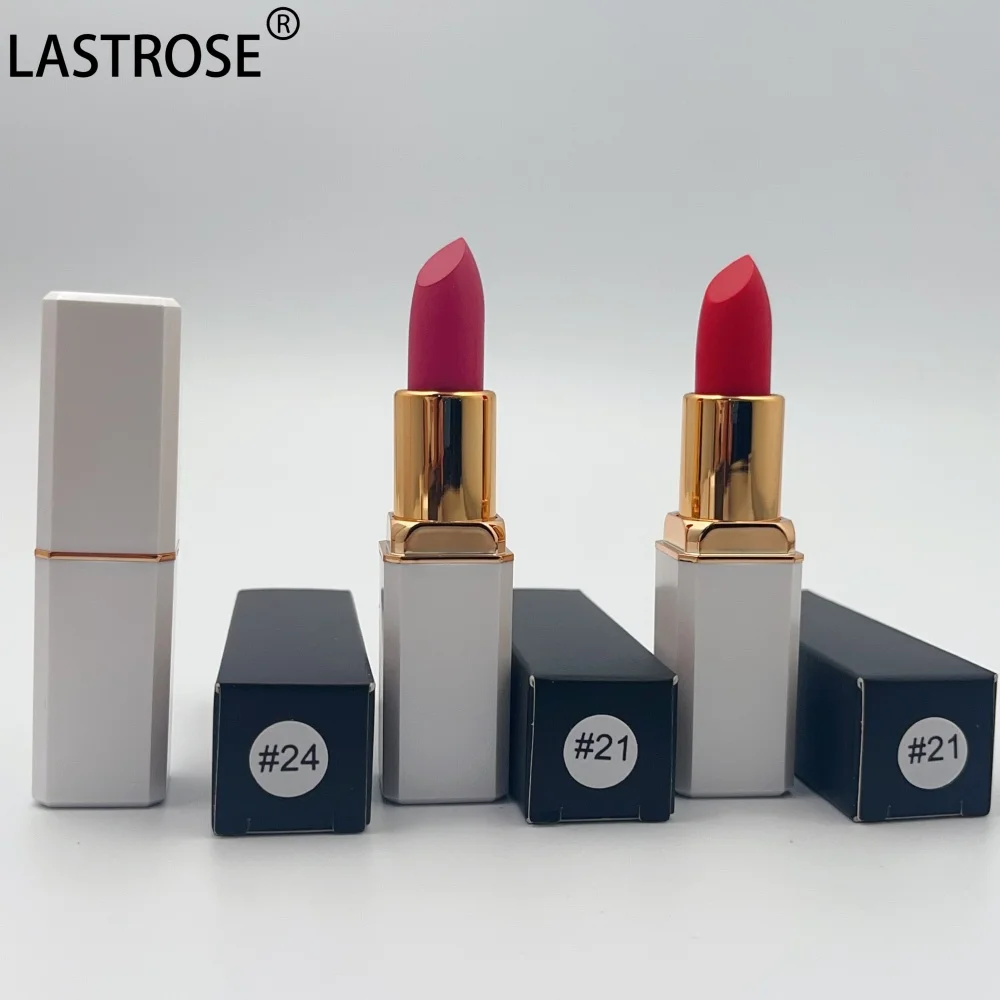 Factory Low MOQ Makeup Lip Stick Private Label White/Black Tube Solid Lipstick 24 Hours Waterproof Matte Vegan Nude Lipstick