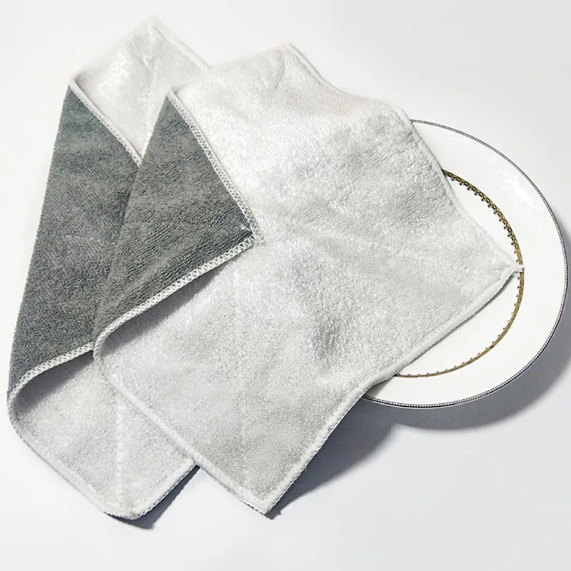 Wholesale Eco-friendly Household Natural Thickened Double-sided Microfiber Bamboo Kitchen Towel Cleaning Cloth