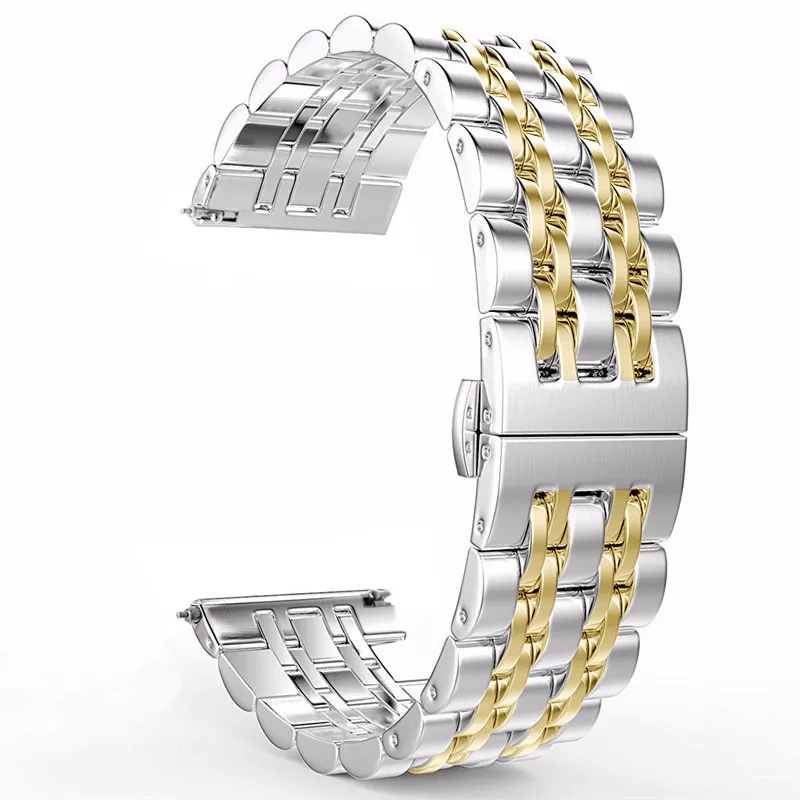 2021 HOT New for samsung galaxy watch  stainless bracelet watch bands 20mm/22mm with 7 beads Stainless Steel Strap