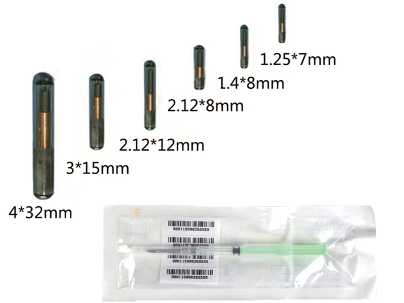 1,25*7 мм для рыбы, «кошка», «Собака» RFID стеклянный колпачок FDX-B RFID мелких животных Pet микрочип