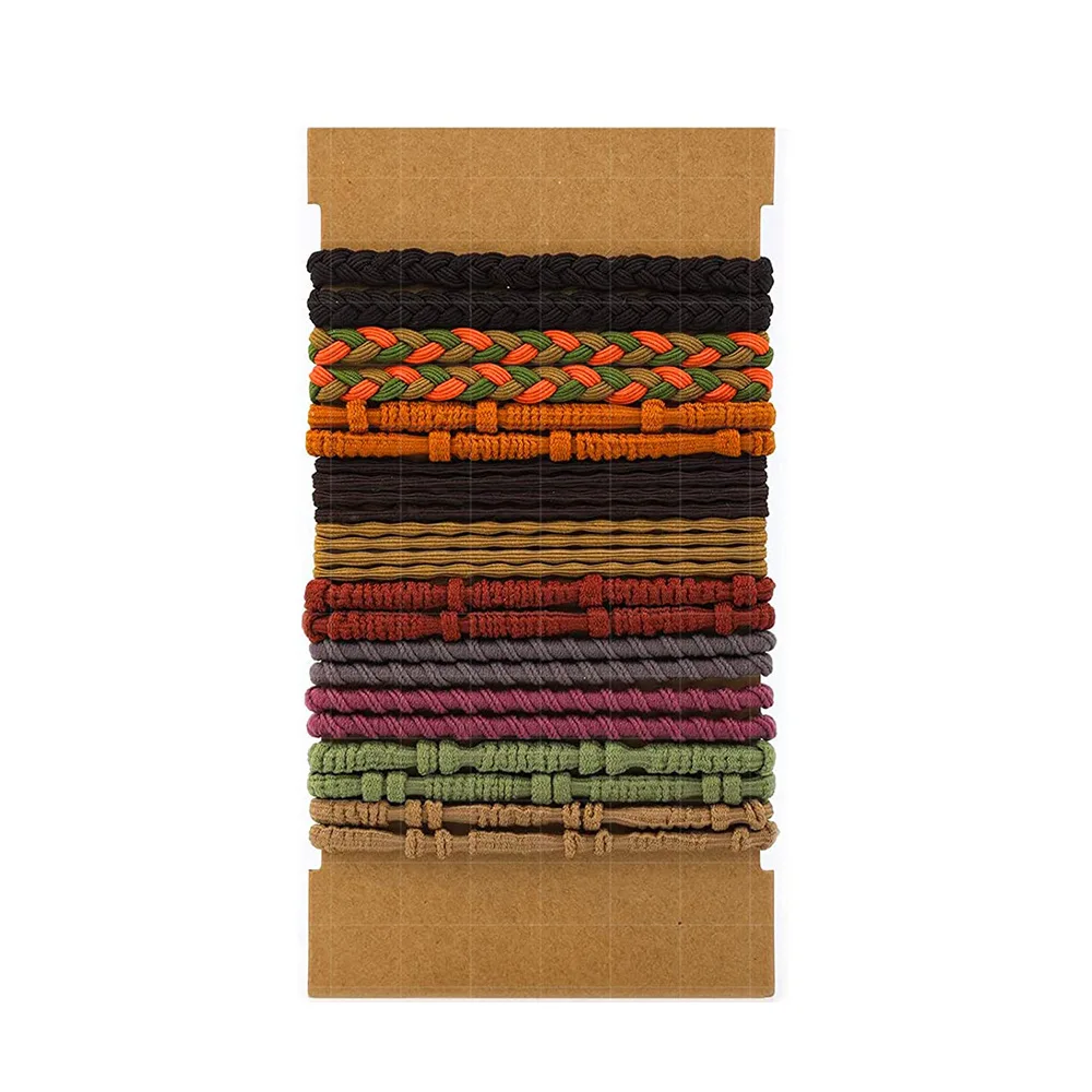20 Pcs Hair Ties Boho Ponytail Holders Elastics Hair Ties No Damage Dark Hair Tie Bracelets for Women Girls