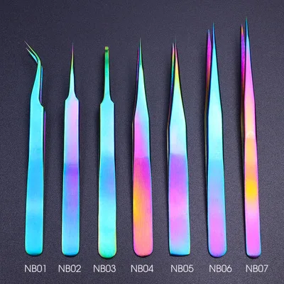 Всех цветов радуги из нержавеющей стали Cross Action щипчики для ногтей Nail Art инструменты Изогнутые Прямой Пинцет Инструменты для ремонта