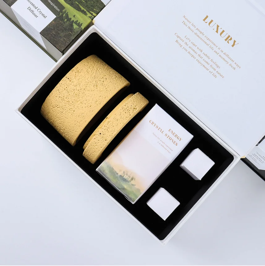 NEWIND Wholesale Essential Oil Fragrance Lava Stone Cement Jar Aromatherapy Essential Oil Diffuser with Natural Crystal Rocks