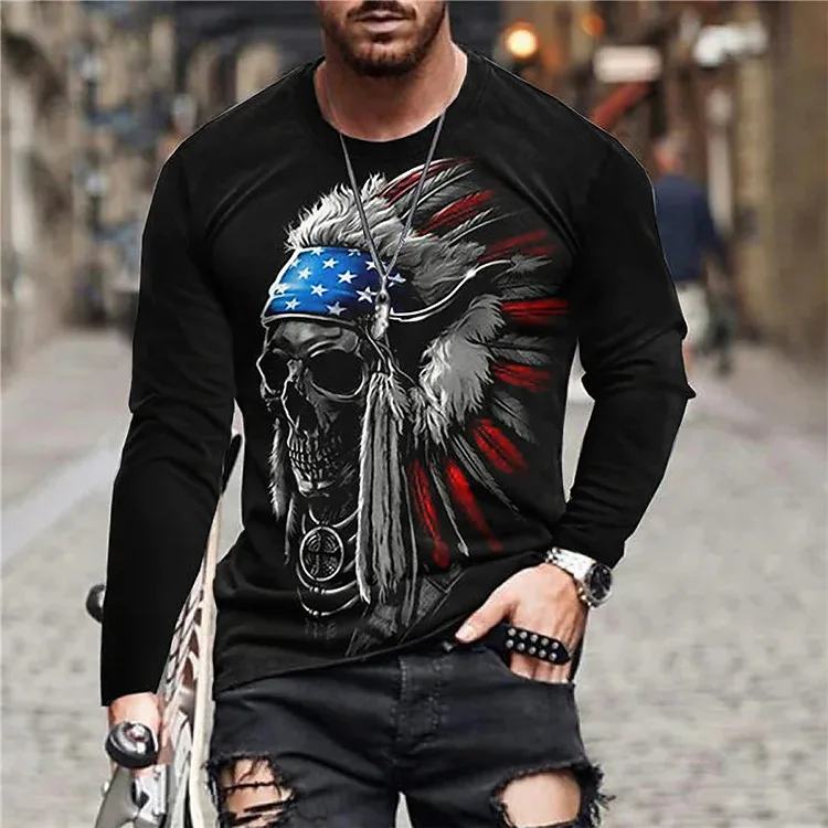 new product ideas 2021 Hot selling Mens 3D printing long sleeve oversized  Tshirts Good Quality Custom Print T Shirts In Bulk