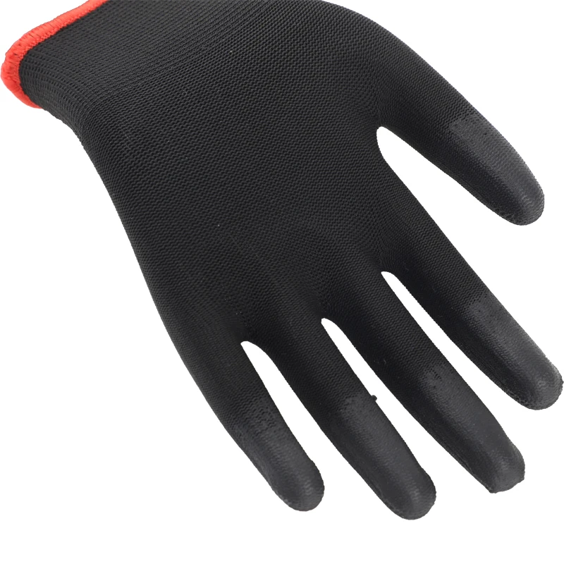 Antistatic carbon fiber knitted ESD fingertips coated protective PU gloves