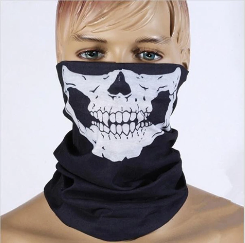 Seamless Skull Face Mask Black Motorcycle Snowboard Cycling Scarf Half Face Mask