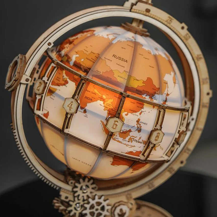 Robotime ST003 Luminous globe Wooden 3D Diy Handmade Assembled Jigsaw Puzzle Pieces