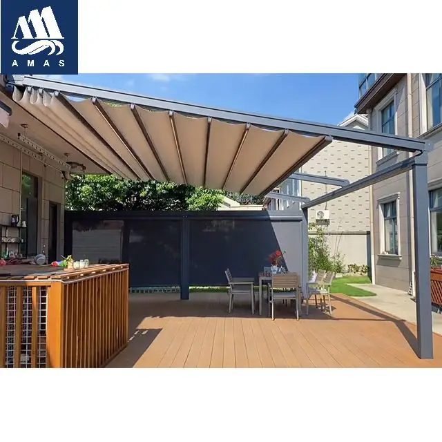 Outdoor Patio Wave Sun Shade Sail Roman Shade Pergola Canopy Wave Shade Sails