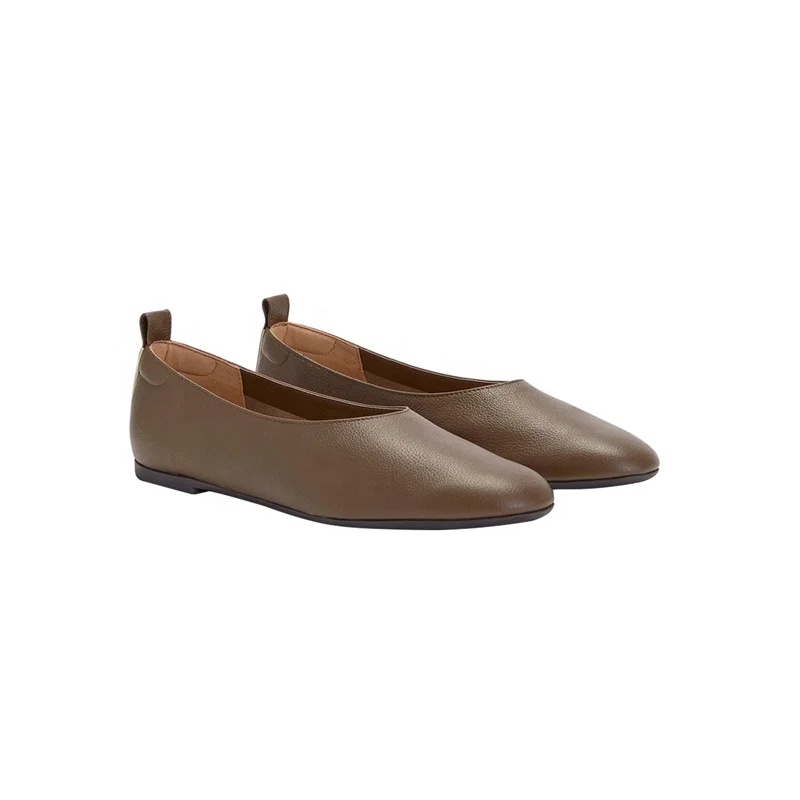 Factory Price Women Casual Shoes Leather Pointy Toe Flat Women Shoes Office Slip on Flat Shoes Female