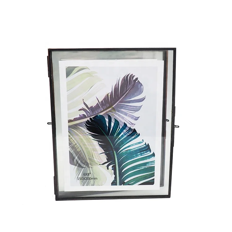 PF-1001B Square Flower And Butterfly Glass Photo Frame