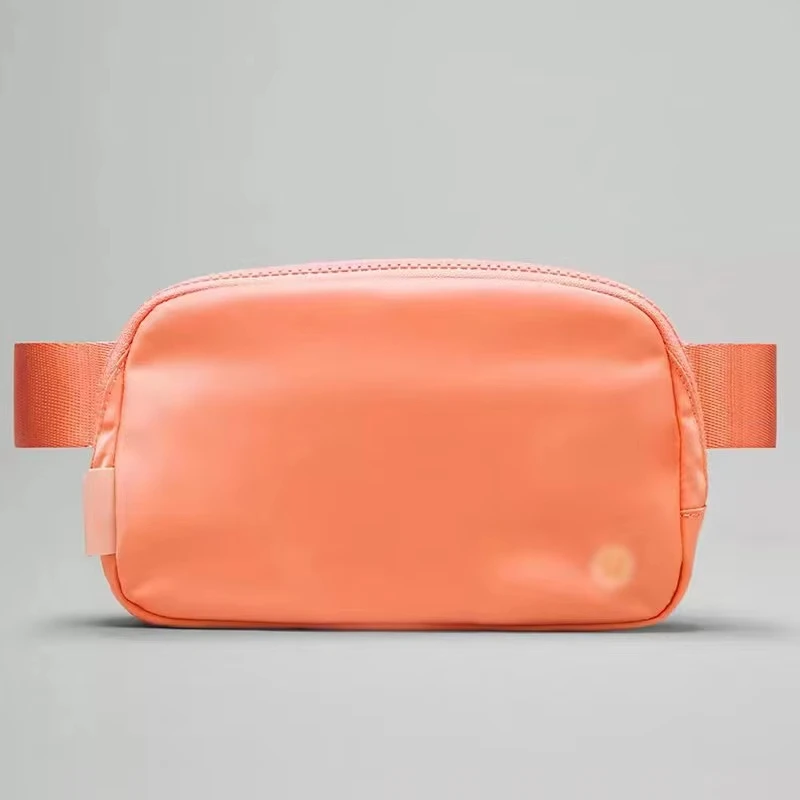 LuluLemone 1L Nylon Mini Shoulder Fanny Pack Black Belt Waist Bag with Logo for Yoga Sport & Travel Everywhere Crossbody Bag