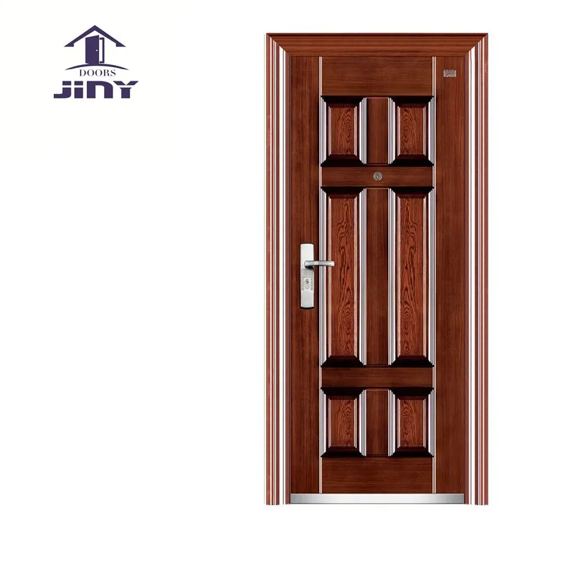 2022 JINY Chinese Factory Direct High Quality Walnut OEM Logo Home Security Luxury Villa Entrance Stainless Door