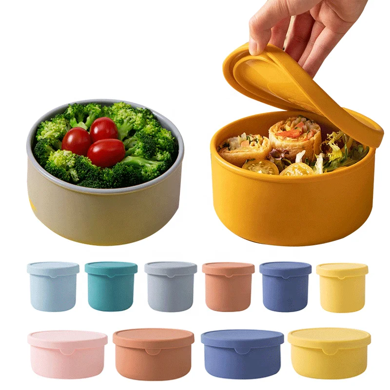 OEM/ODM Contenedor de comida Tiffin Box Meal Prep Fridge Organizer food containers 3 compartment Silicone Bento Lunch Box Kids