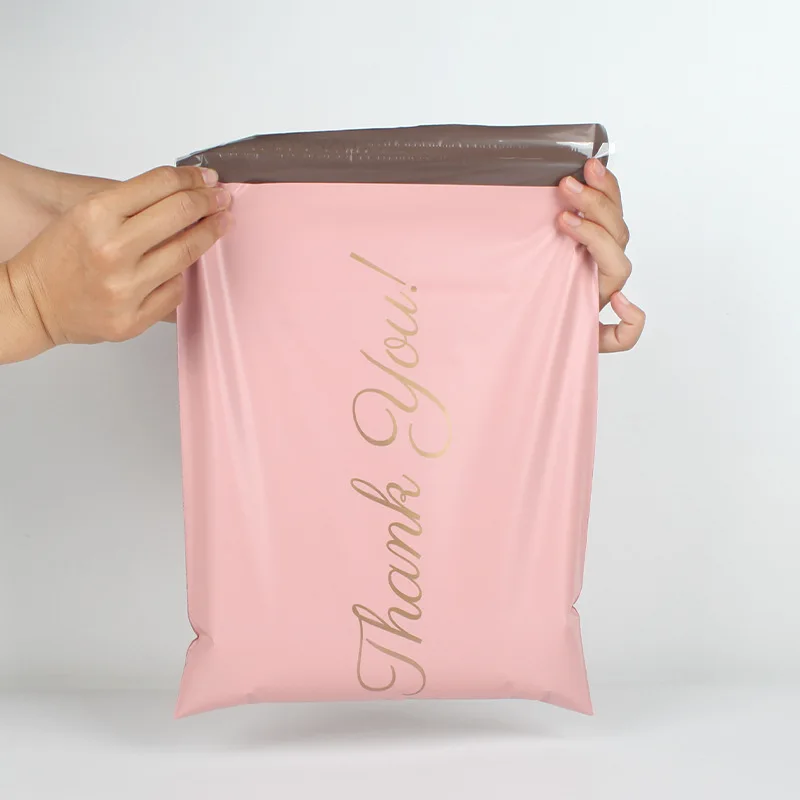 Cheap Custom Printing 100 Pcs Large Pink Flyers Plastic Courier Pe Mailing Bags Paw Print With Pocket