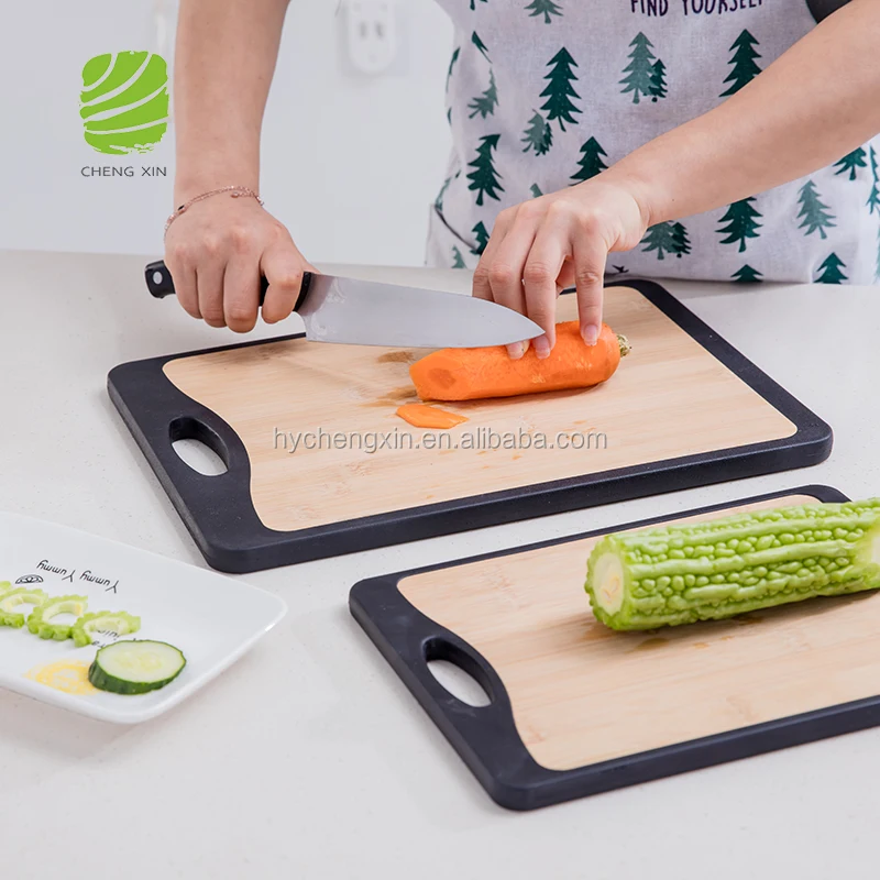 New design wholesale  natural double-side use non-slip bamboo cutting board set of 3