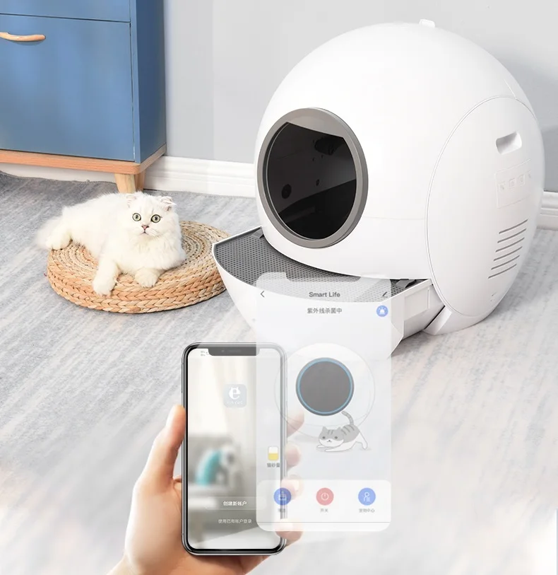 Fully Enclosed Large Automatic Cat Litter Box With APP Remote Control Quick Self-cleaning Cat Litter Toilet Box With UV Light