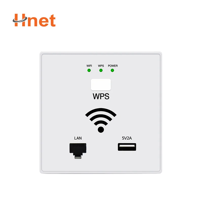 300M WPS Encryption in-Wall Wireless WiFi Router USB-Charging Socket Wall Mount Wi-Fi AP Router