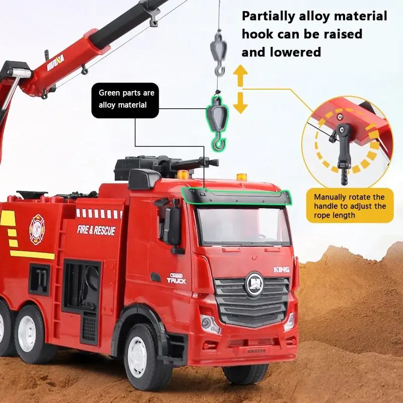 RC Fire Truck Toy Crane 1:18 Scale Radio Control Water Pump Spray RC Fire Engine Truck Toys For Kids