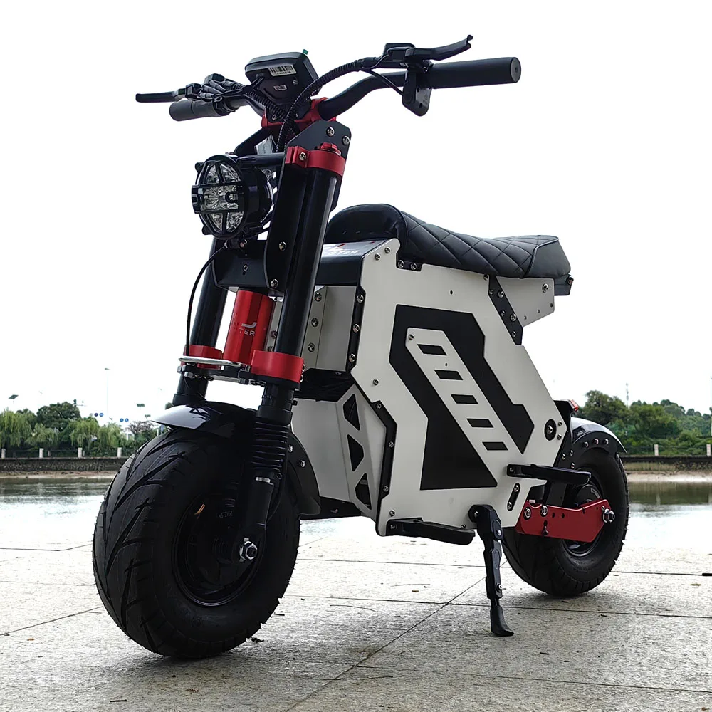 White / Red sportbike 60V Dual engines Electric scooter Top speed 75MPH Electric scooter