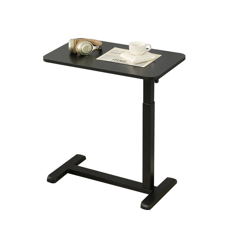Pneumatic Medical Overbed Height Adjustable Table Mobile Rolling Laptop Stand With Hidden Casters