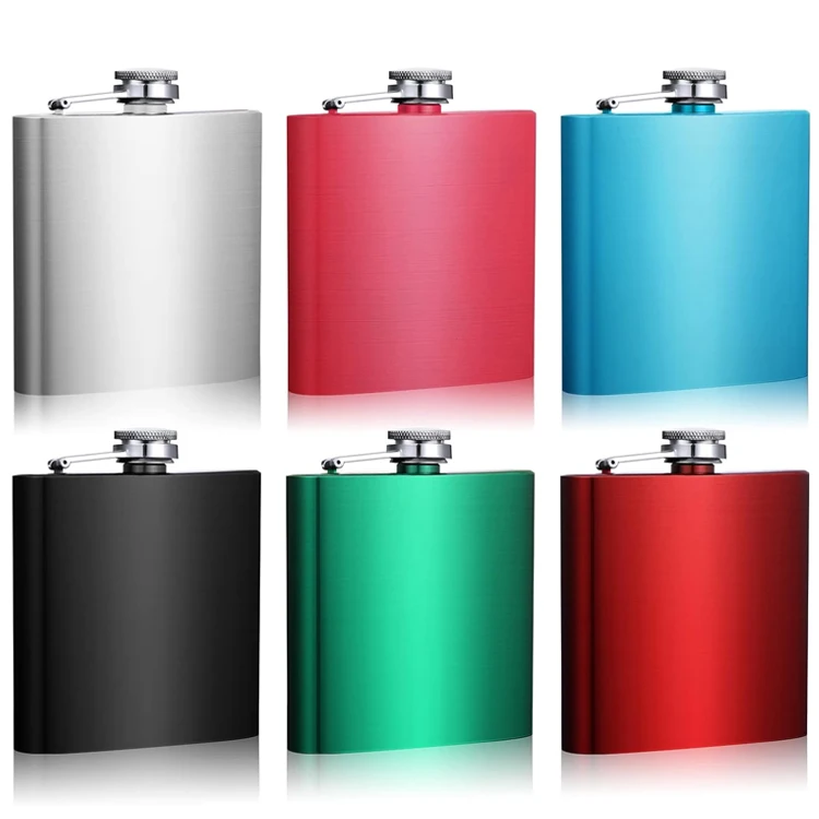Custom Portable Different Capacity Powder Coated Square Wine Bottle Liquor Alcohol Flask Stainless Steel Hip Flask For Whiskey