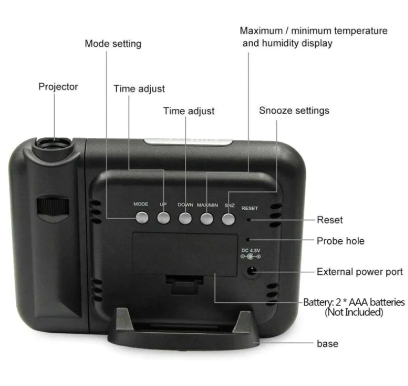 Multi-funtional Weather Station Digital Backlight Weather Forecast Alarm Clock With Time Projection