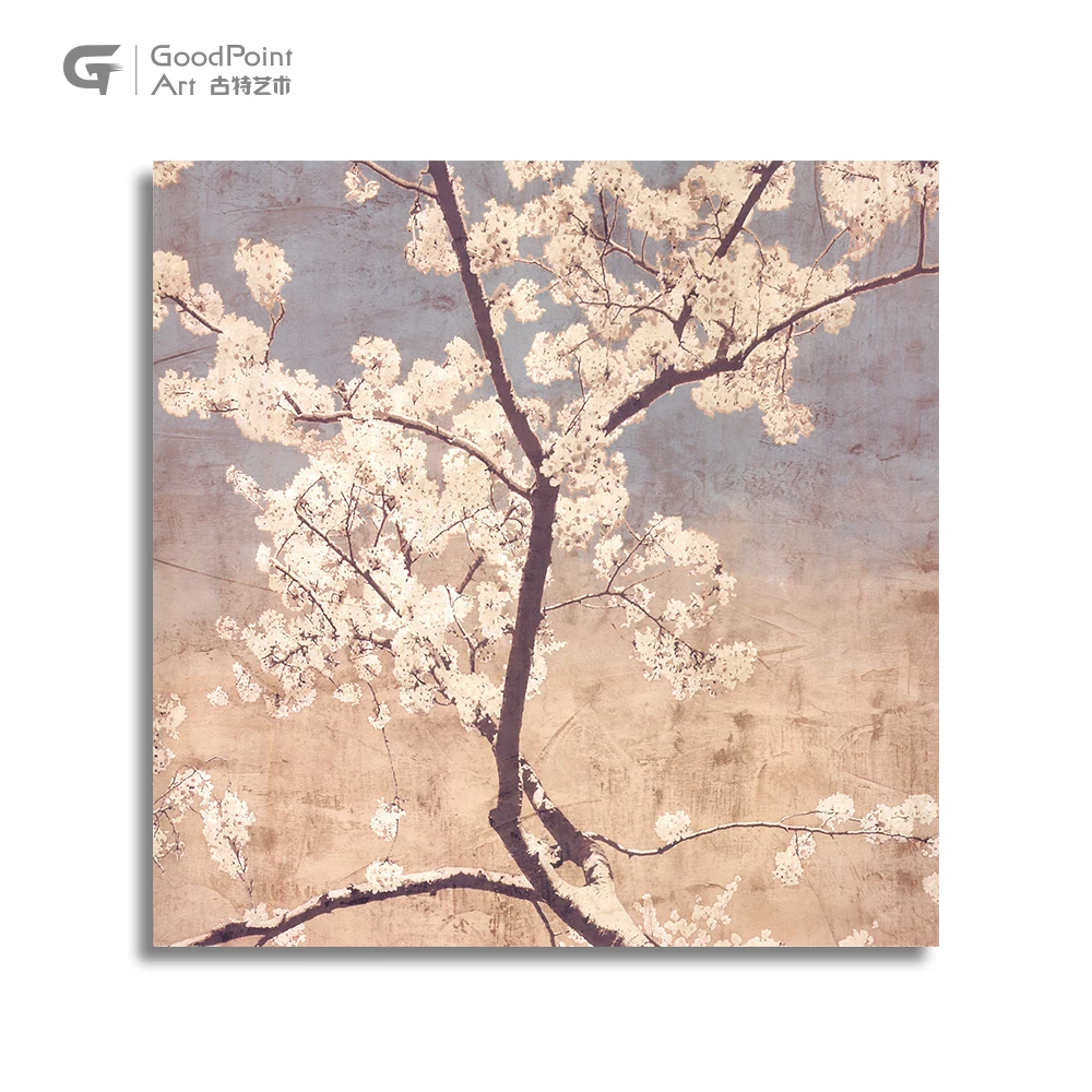 
Vintage 3d effect canvas base antique reproduction sakura flower oil painting 